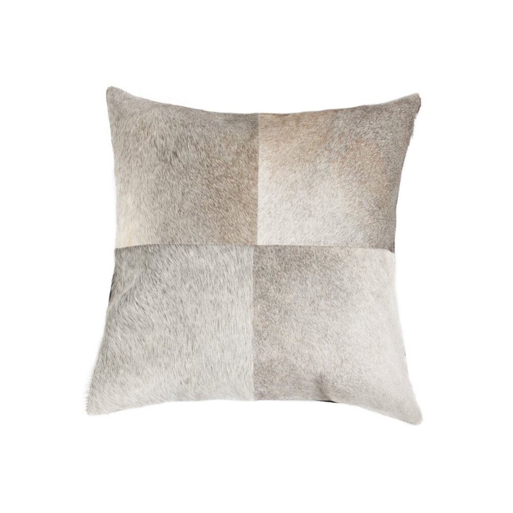 Natural Home Decor Torino Cowhide Pillow | 1-Piece | Grey | 18"x18"